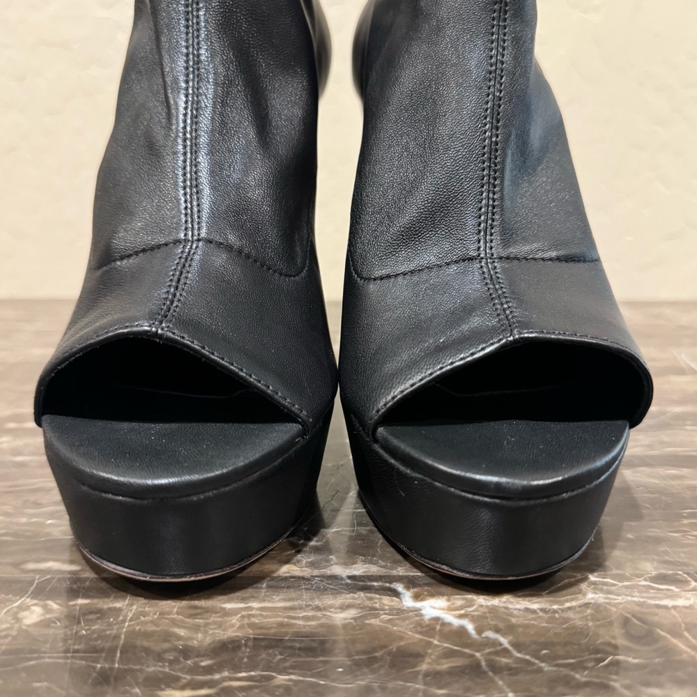 NEW VC John Camuto Leather Peep Toe Sock Boots - Picture 8 of 14